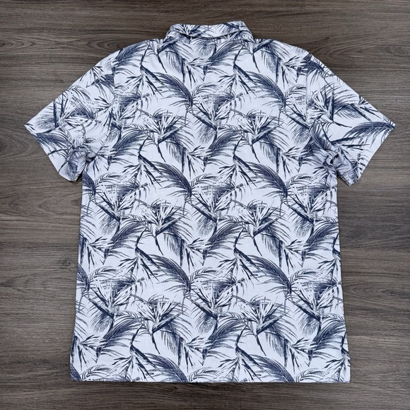 Travis Mathew Mens Polo Shirt Large Floral Leaf Pattern Short Sleeve Golfing - Picture 3 of 7